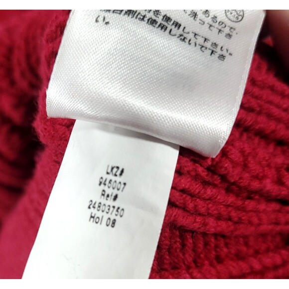 Y2K Cable knit Cowl Neck Button Sweater Eddie Bauer M Tall Red Chunky Preppy - Picture 11 of 14